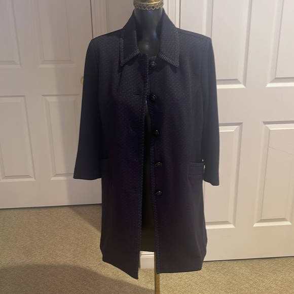 CAbi Carriage Jacket Button Ponte Long Classic Navy Blue Dotted Style 5648 - Picture 3 of 7